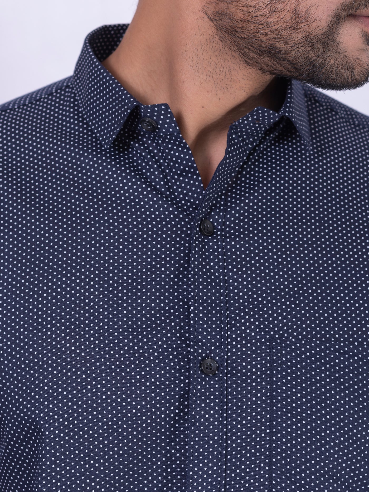 MARK II- Men's Cotton Blue Dotted Party Shirt