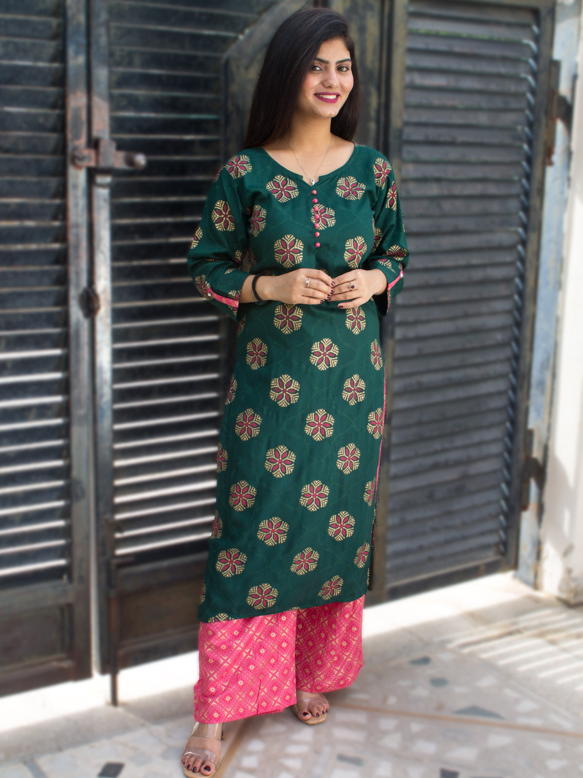 Hand block printed kurti with plazo  Stylish dress designs Simple kurti  designs Kurta designs women