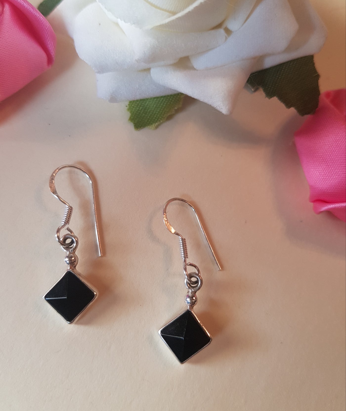92.5 Pure Silver Black Onyx Earrings