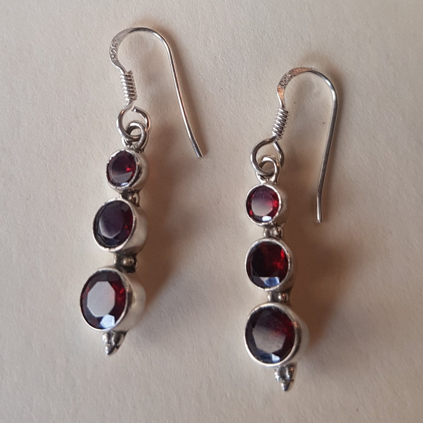 92.5 Pure Silver Red Garnet Earrings