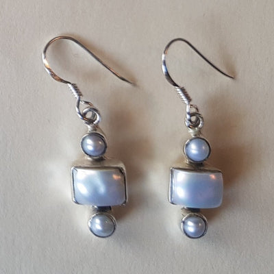 92.5 Pure Silver White Pearl Earrings