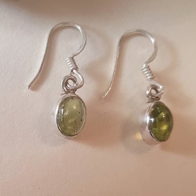 92.5 Pure Silver Green Peridot Earrings