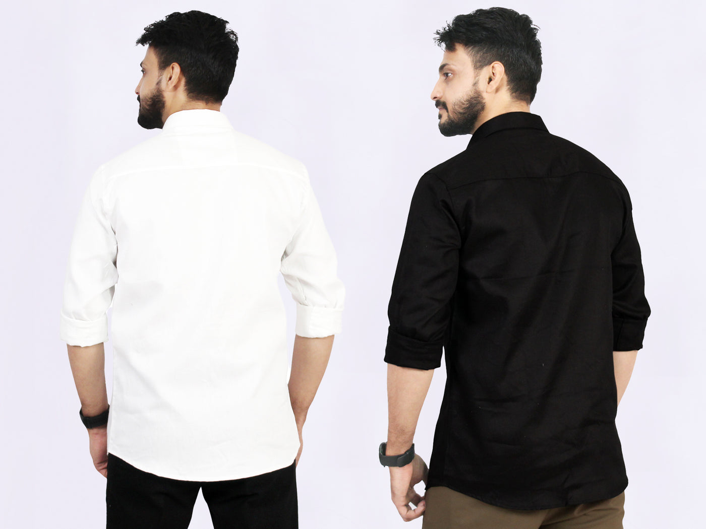 Men's Cotton Black White Shirt Combo