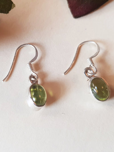 92.5 Pure Silver Green Peridot Earrings