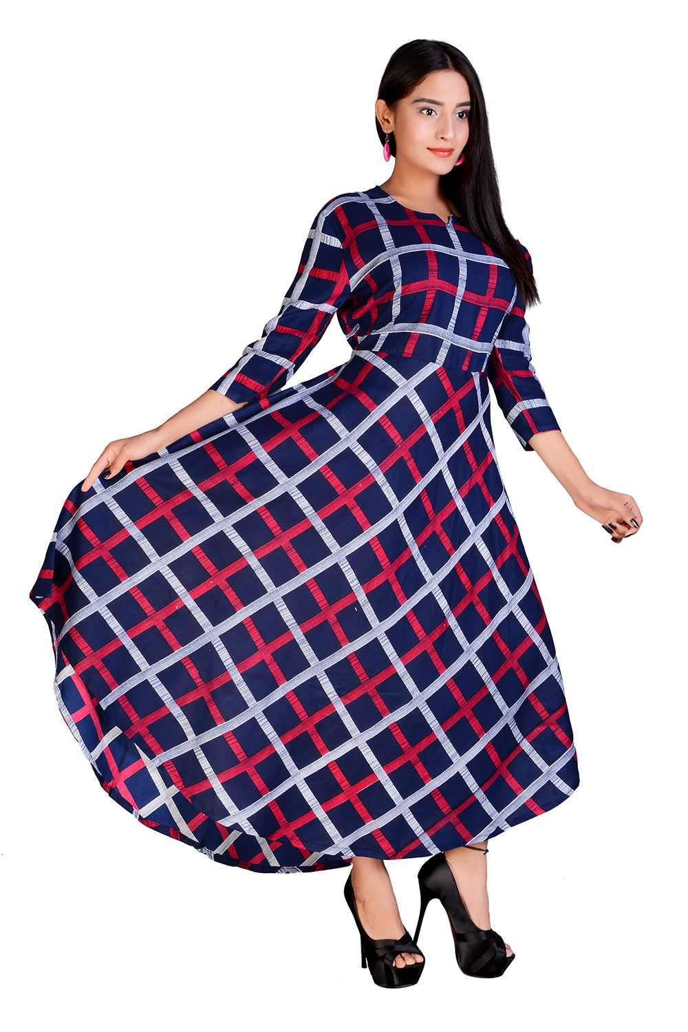Rayon Women Long Geometrical Maxi Dress