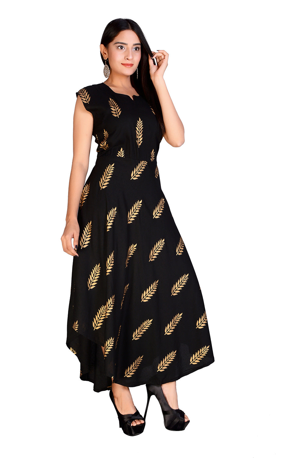 Women Trendy Long Black Gold Maxi