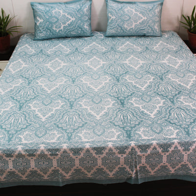Cotton King Bedsheet Set | Modern Lotus Pastel Print | 108 x 108 Inch