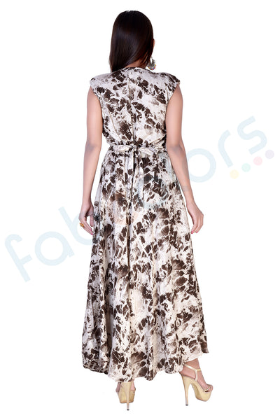 Rayon Long Dress leopard Inspired Print