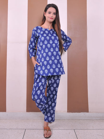 Pure Cotton Blue Indigo Rajasthani Kurta Pant Style