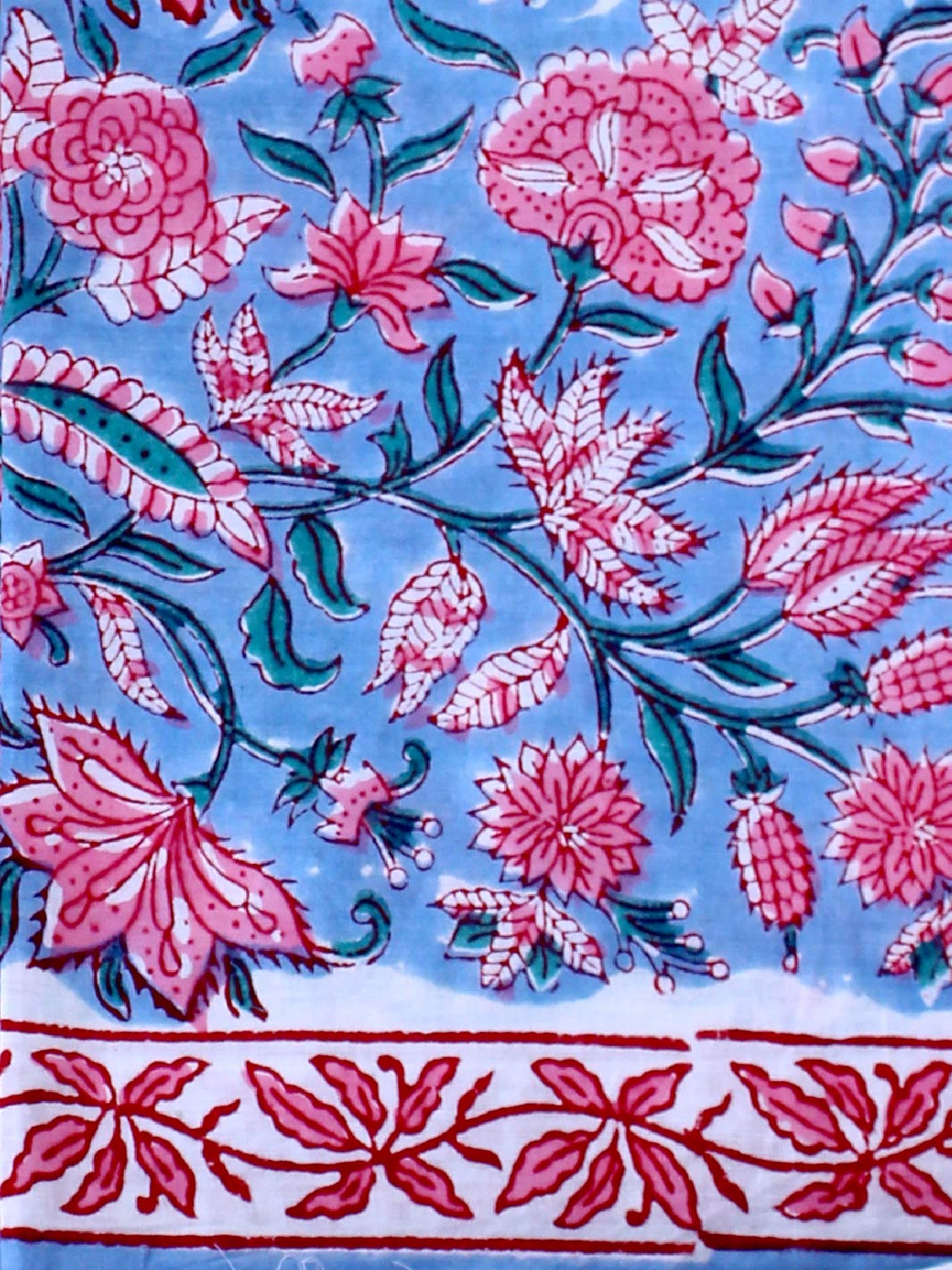 Epic Blue Base Floral Pure Hand Block Cotton Cambric Set