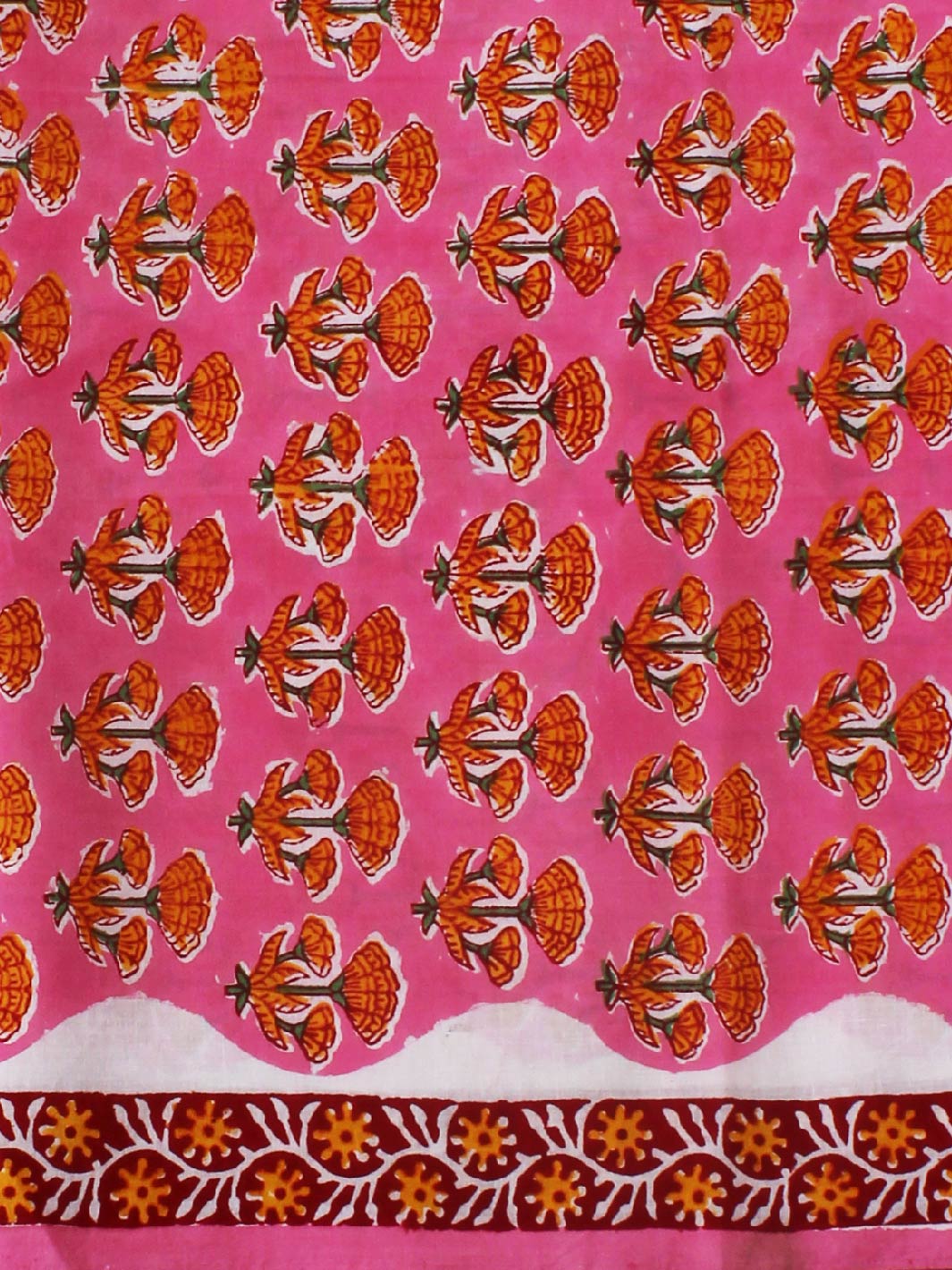 Pink Base Buta Pure Hand Block Cotton Cambric Set