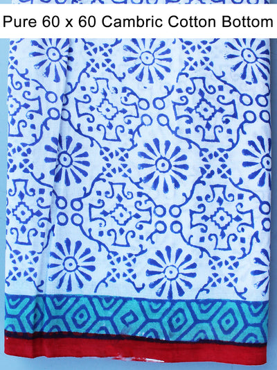 Blue Small Paisley Block Print with Chiffon Dupatta