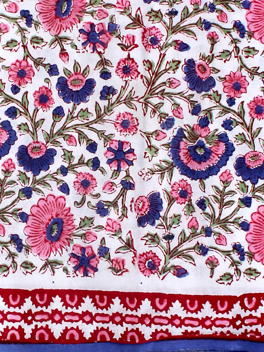 Floral Pure Hand Block Cotton Set with Chiffon Dupatta