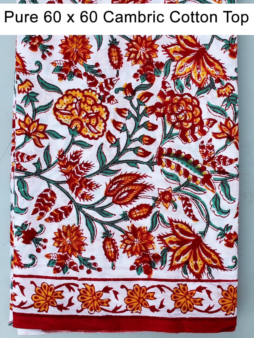 Beautiful Floral Block Print with Chiffon Dupatta