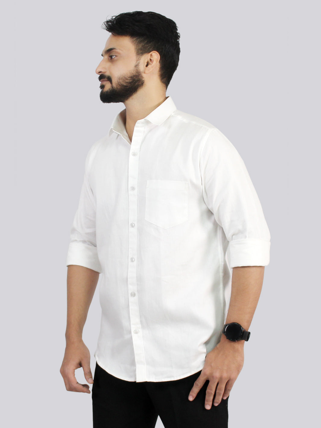 HUSH - Men's Cotton White Plain Shirt